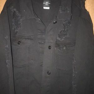 Distressed jean jacket